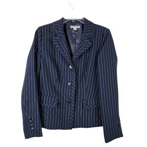 Pendleton Women's Blazer Suit Separates Navy Blue Striped Size 8 Career Office